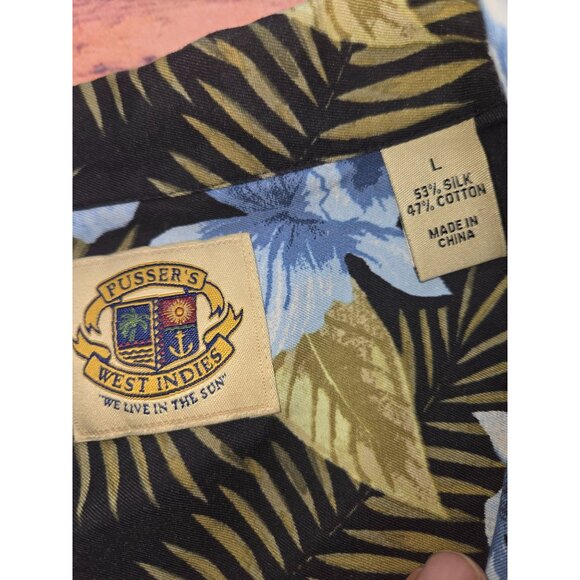 Pussers West Indies Mens Hawaiian Silk Blend Shirt Large - Picture 5 of 6